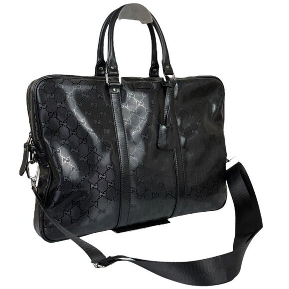 Authentic Gucci GG Imprime Business Bag Briefcase Crossbody Messenger Mens Black - Picture 4 of 14